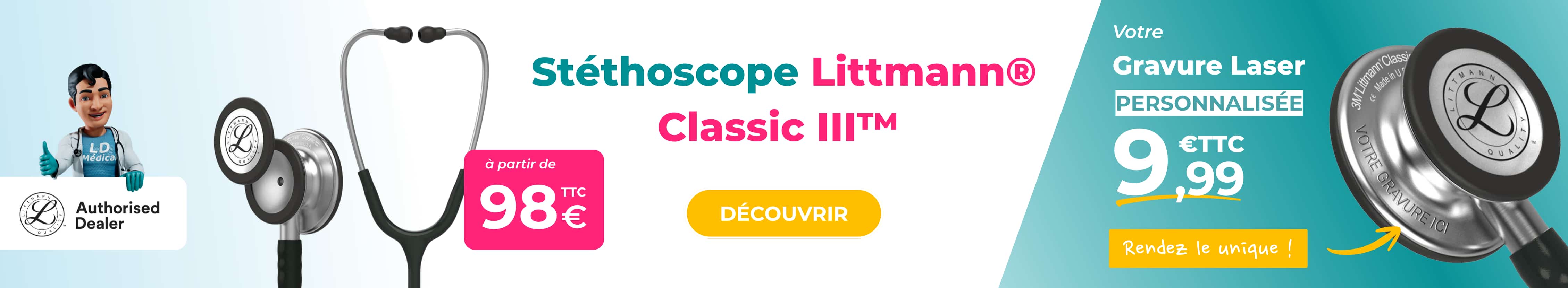 Gravure laser personnalis&eacute;e sur st&eacute;thoscope pour professionnels de sant&eacute;, service certifi&eacute; et durable